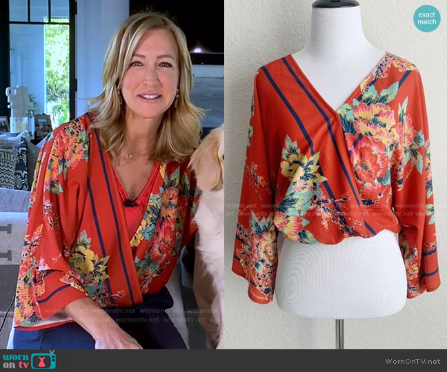 Flying Tomato Floral Wrap Crop Top worn by Lara Spencer on Good Morning America