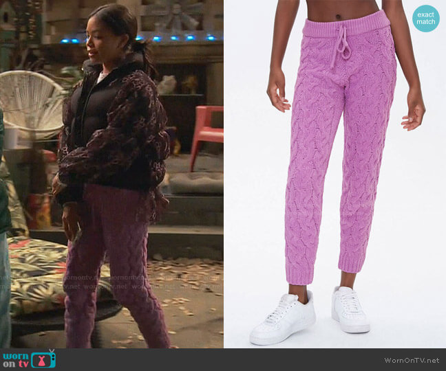 Forever 21 Cable-Knit Ankle Pants worn by Nia Baxter (Navia Robinson) on Ravens Home