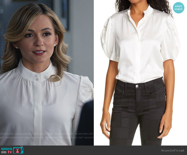 Frame Evie Stretch Silk Blouse worn by Amy Quinn (Lindsey Gort) on All Rise