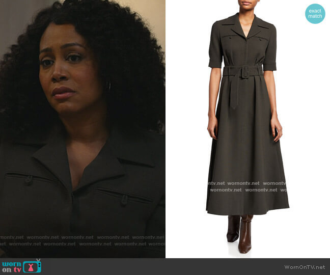 Gabriela Hearst Simone Belted Wool A-Line Midi Dress worn by Lola Carmichael (Simone Missick) on All Rise
