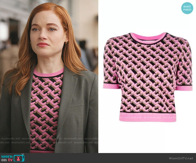 Diane Von Furstenberg Geometric Pattern Jumper worn by Zoey Clarke (Jane Levy) on Zoeys Extraordinary Playlist