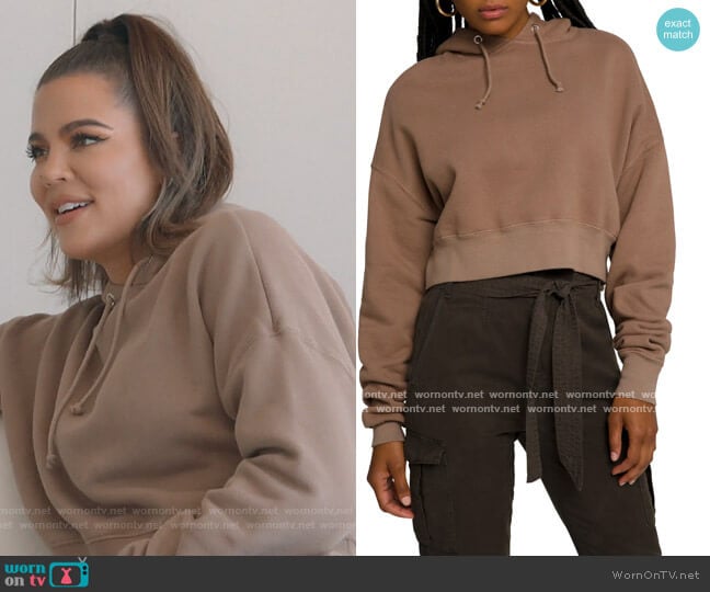 Good American Cool Crop Hoodie worn by Khloe Kardashian on Keeping Up with the Kardashians
