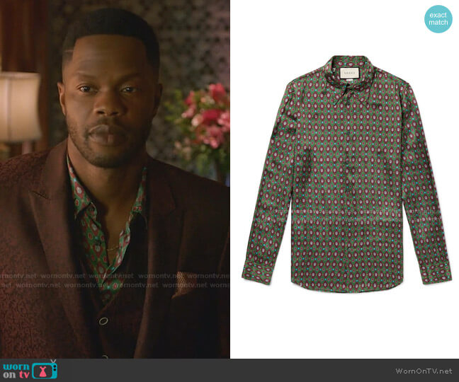 Gucci Printed Twill Shirt worn by Jeff Colby (Sam Adegoke) on Dynasty