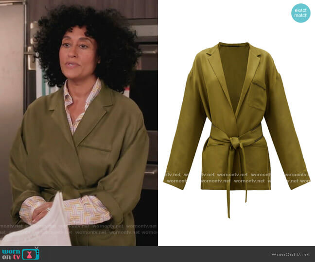 Haider Ackermann Belted-waist twill jacket worn by Rainbow Johnson (Tracee Ellis Ross) on Black-ish