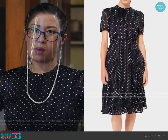 Hobbs Mae Jacquard Polka Dot Shirt Dress worn by Sherri Kansky (Ruthie Ann Miles) on All Rise