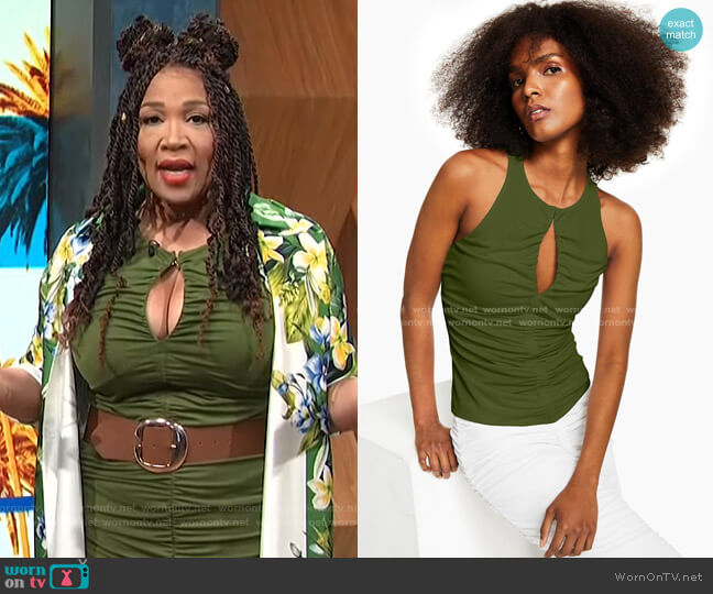 INC International Concepts Ruched Keyhole Top worn by Kym Whitley on E! News