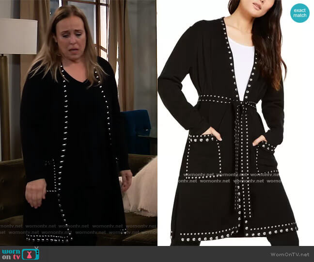 INC International Concepts INC Studded Cardigan worn by Laura Collins (Genie Francis) on General Hospital