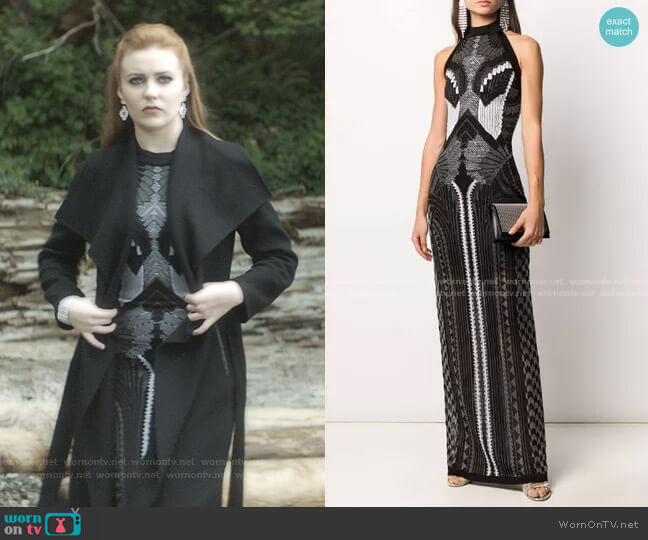Balmain Jacquard-Knit Halterneck Gown worn by Nancy Drew (Kennedy McMann) on Nancy Drew