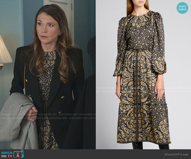 Jonathan Simkhai Octavia Paisley Midi Dress worn by Liza Miller (Sutton Foster) on Younger