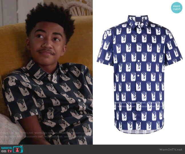 Kenzo Shrimps slim-fit shirt worn by Jack Johnson (Miles Brown) on Black-ish