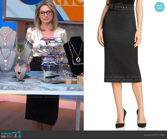 Alice + Olivia Kerstin Belted Pencil Skirt worn by Amy Robach on Good Morning America
