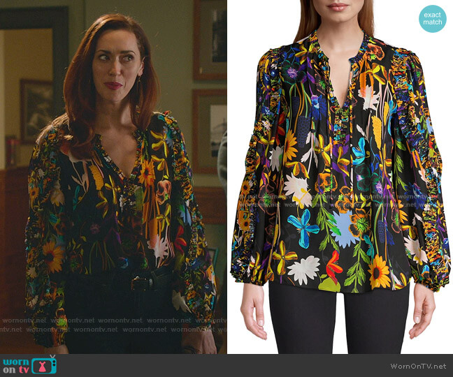 Kobi Halperin Merilyn Floral Peasant Blouse worn by Abigail Pershing (Sarah Power) on Good Witch