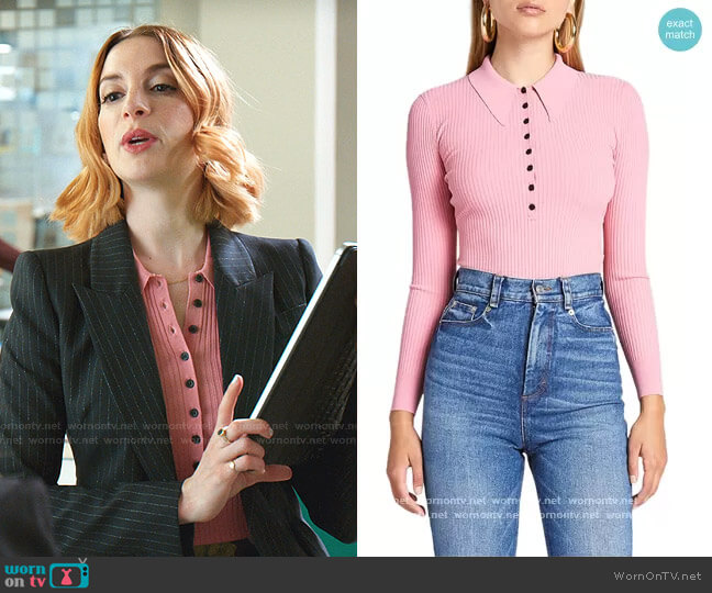 A.L.C. Lance Ribbed Top worn by Lauren (Molly Bernard) on Younger