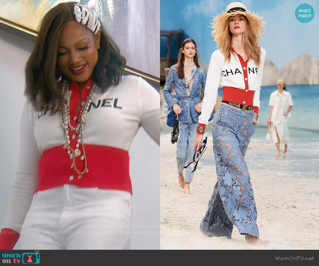 Chanel Cotton Cardigan worn by Garcelle Beauvais on The Real Housewives of Beverly Hills