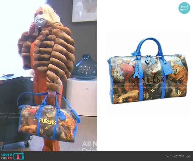 Louis Vuitton x Jeff Koons Keepall Bandouliere Bag worn by Erika Jayne on The Real Housewives of Beverly Hills