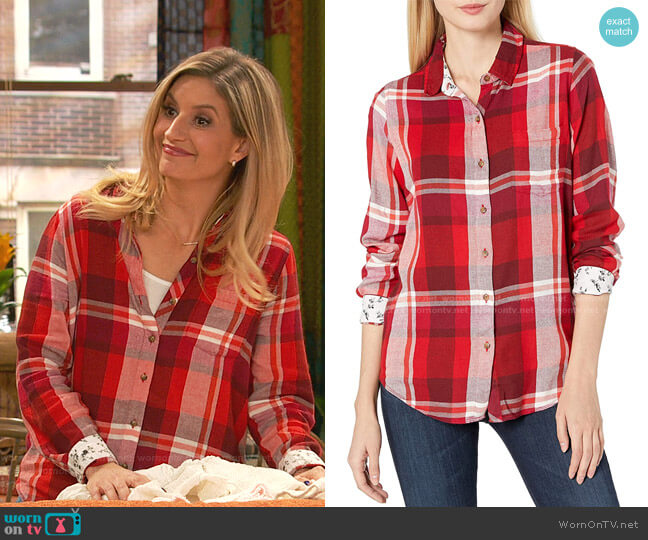 Lucky Brand Button Up Plaid Shirt worn by Chelsea Grayson (Anneliese van der Pol) on Ravens Home