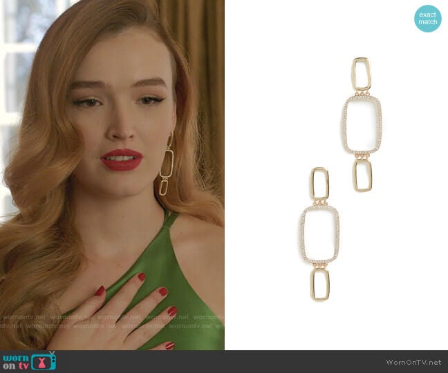 Luv Aj The Blair Chain Statement Earrings worn by Kirby Anders (Maddison Brown) on Dynasty