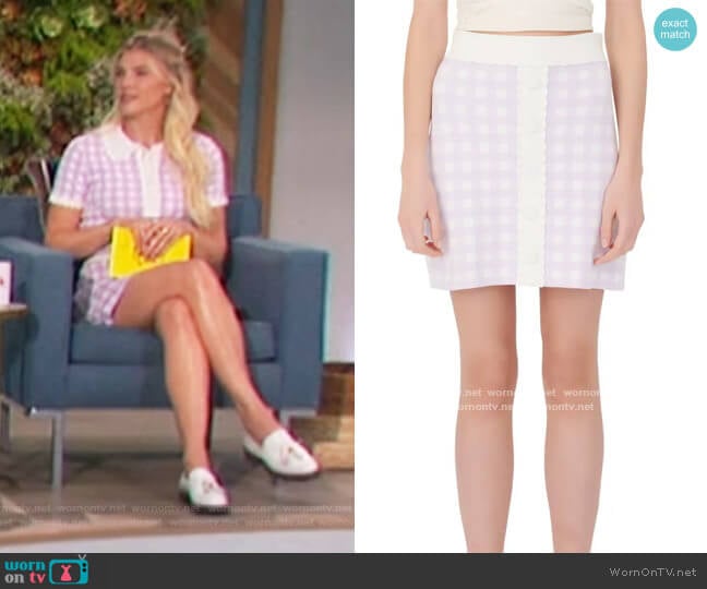 Maje Gingham Lace Miniskirt worn by Amanda Kloots on The Talk