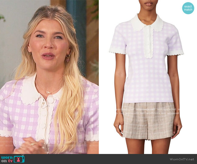 Maje Plaid Short Sleeve Sweater worn by Amanda Kloots on The Talk