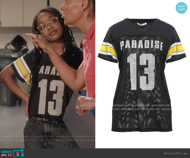 Maje Paradise Jersey Top worn by Diane Johnson (Marsai Martin) on Black-ish