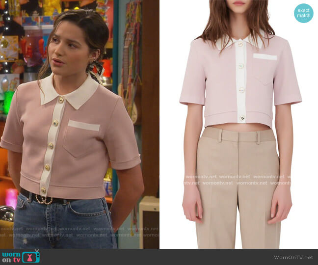 Maje Tipped Crop Cardigan worn by Lex (Jules LeBlanc) on Side Hustle