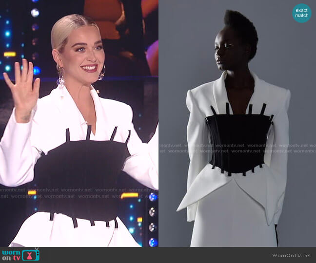 Maticevski Statute Exposed Boning Crepe Bustier worn by Katy Perry on American Idol