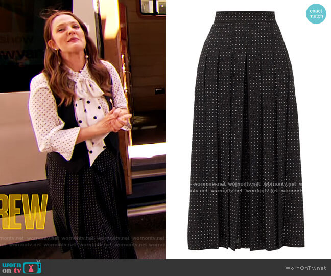 Max Mara Tana Culottes worn by Drew Barrymore on The Drew Barrymore Show