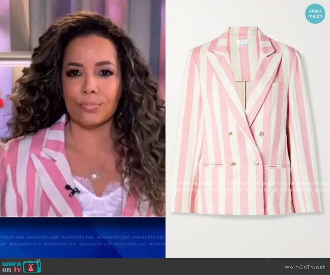 Miguelina Chiara double-breasted striped cotton-twill blazer worn by Sunny Hostin on The View