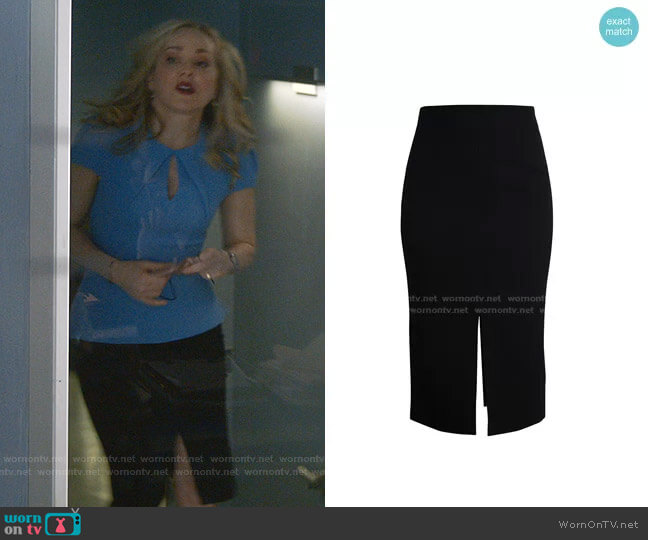 Roland Mouret Moka Vented Wool Skirt worn by Marissa Morgan (Geneva Carr) on Bull