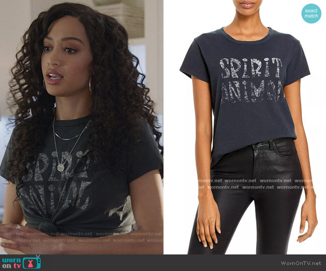 Mother The Boxy Goodie Goodie Tee worn by Olivia Baker (Samantha Logan) on All American