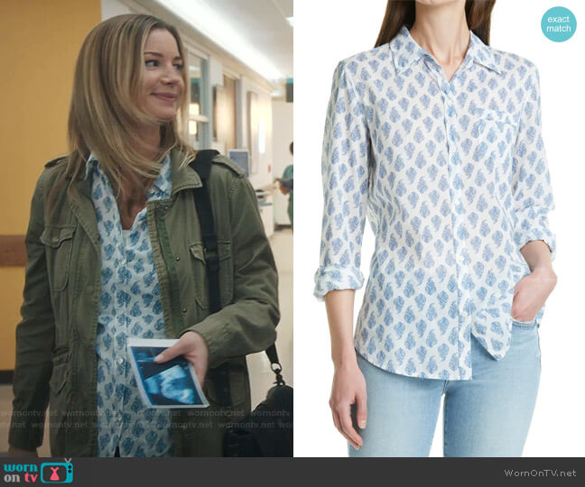 Nili Lotan Print Cotton Button-Up worn by Nicolette Nevin (Emily VanCamp) on The Resident