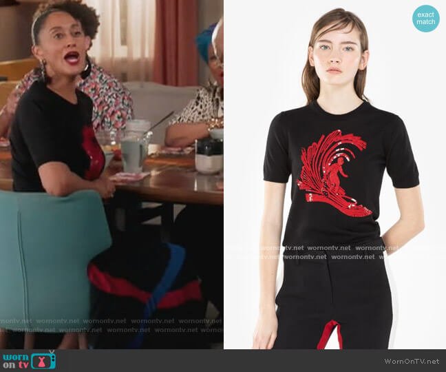 N.21 Surfer Sequin Embroidery Sweater worn by Rainbow Johnson (Tracee Ellis Ross) on Black-ish