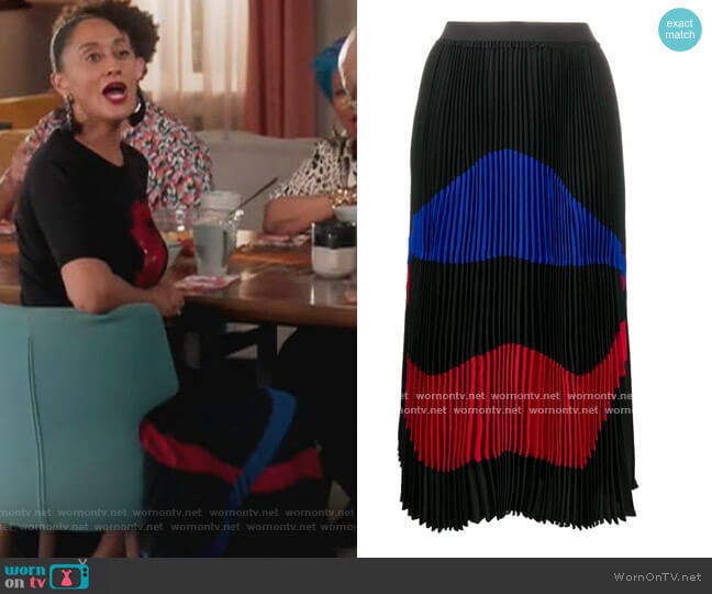 N.21 Pleated Colourblock Skirt worn by Rainbow Johnson (Tracee Ellis Ross) on Black-ish