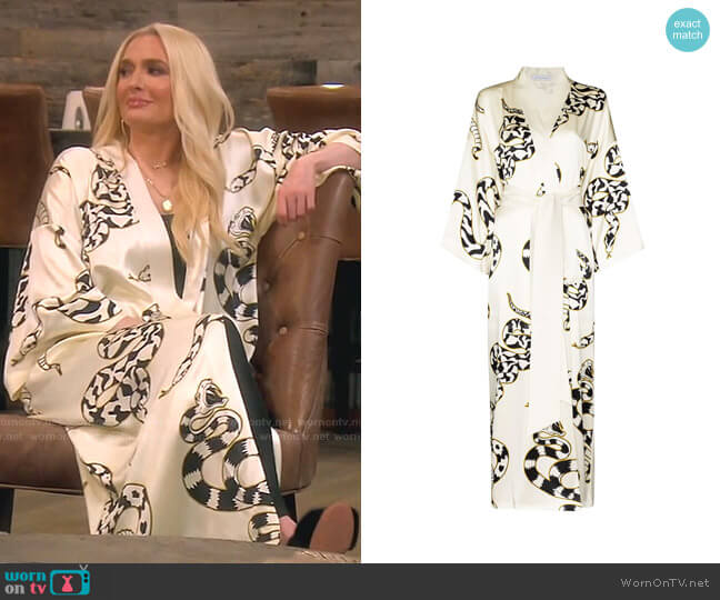 Olivia von Halle Queenie Snake-Print Silk Robe worn by Erika Jayne on The Real Housewives of Beverly Hills