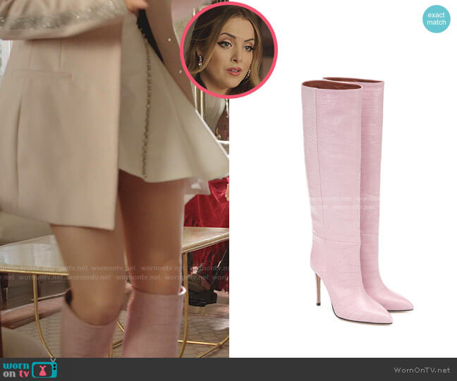 Paris Texas Croc-Effect Leather Knee Boot worn by Fallon Carrington (Elizabeth Gillies) on Dynasty