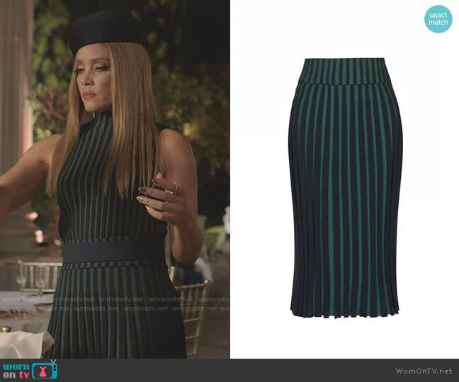 Kenzo Pleated Two-tone Skirt worn by Dominique Deveraux (Michael Michele) on Dynasty