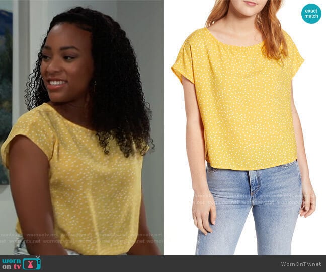 BP. Polka Dot Dolman Sleeve Top worn by Trina (Sydney Mikayla) on General Hospital