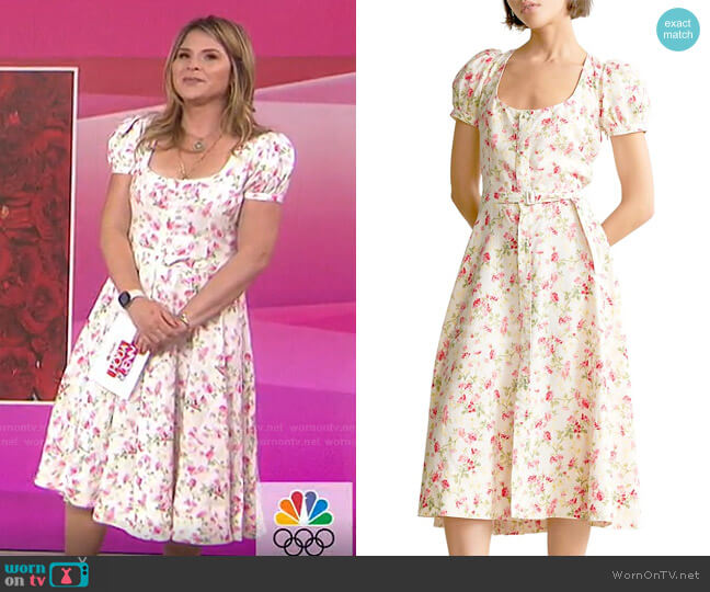 Polo Ralph Lauren Elizabeth Floral Short-Sleeve Dress worn by Jenna Bush Hager on Today