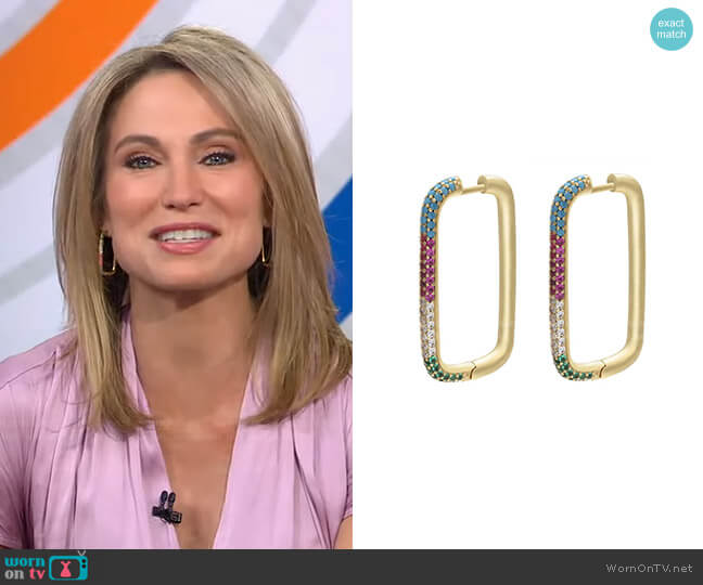 Accessory Concierge Posh Rectangular Hoops worn by Amy Robach on Good Morning America