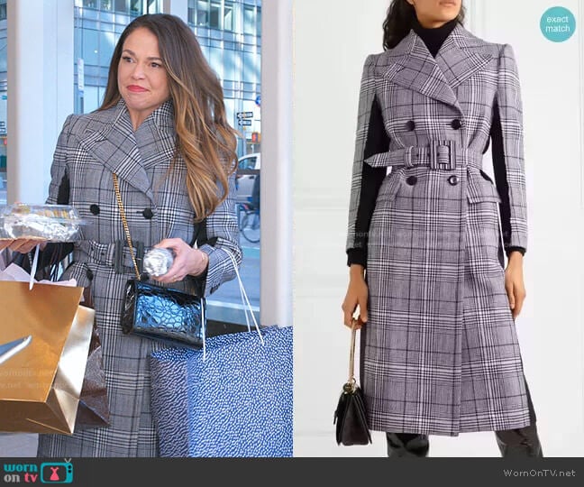 Givenchy Prince of Wales Checked Coat worn by Liza Miller (Sutton Foster) on Younger