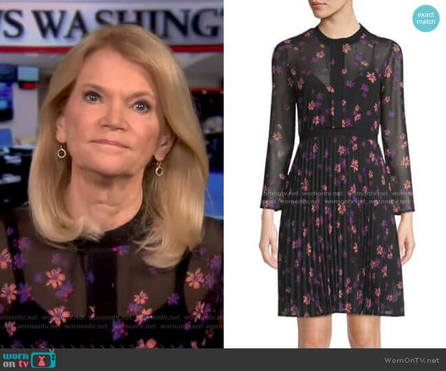 Maje Printed Pleated Dress worn by Martha Raddatz on Good Morning America