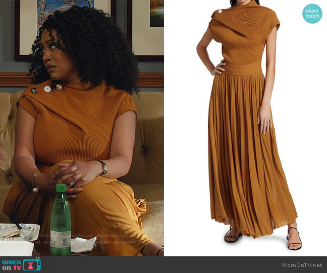 Proenza Schouler Gauzy Jersey Draped Dress worn by Lola Carmichael (Simone Missick) on All Rise