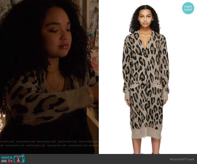 R13 Long Leopard Cardigan worn by Kat Edison (Aisha Dee) on The Bold Type
