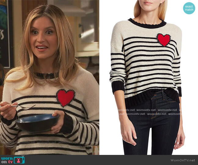 Rails Perci Heart Sweater worn by Chelsea Grayson (Anneliese van der Pol) on Ravens Home