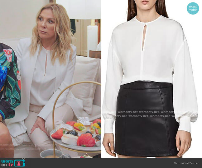 Reiss Alana Bishop-Sleeve Blouse worn by Ramona Singer on The Real Housewives of New York City