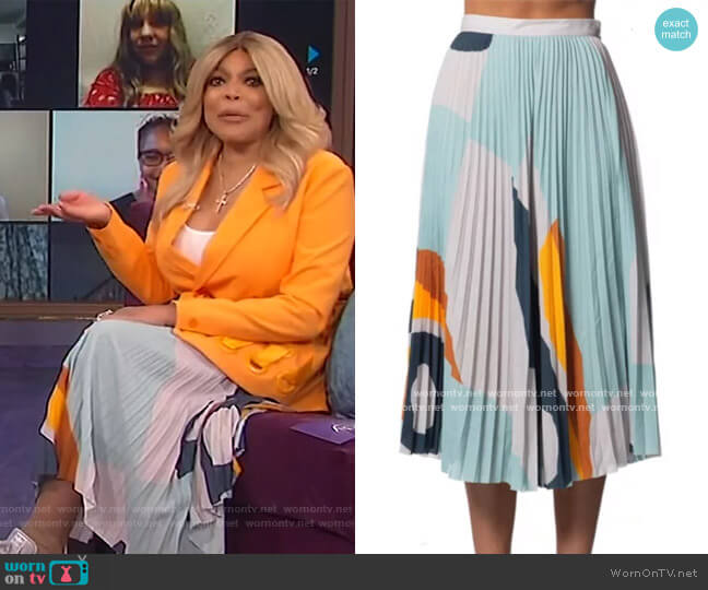 Reiss Irene Pleated Midi Skirt worn by Wendy Williams on The Wendy Williams Show