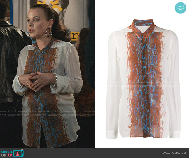 Rick Owens Central Print Round Neck Shirt worn by Maggie (Debi Mazar) on Younger