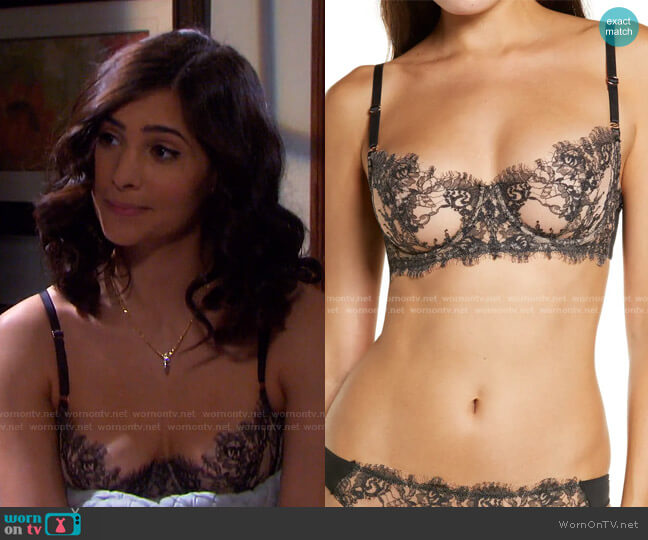 Skarlett Blue Entice Underwire Balconette Bra in Black/Nylon worn by Gabi Hernandez (Camila Banus) on Days of our Lives