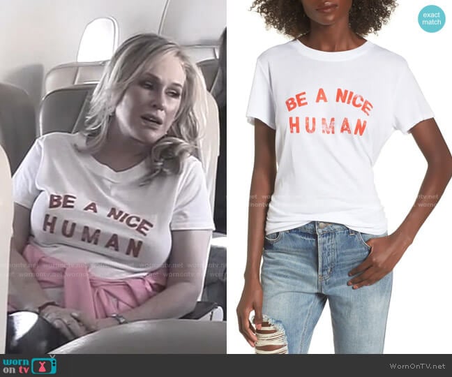 SUB_URBAN RIOT Be A Nice Human Tee worn by Kathy Hilton on The Real Housewives of Beverly Hills