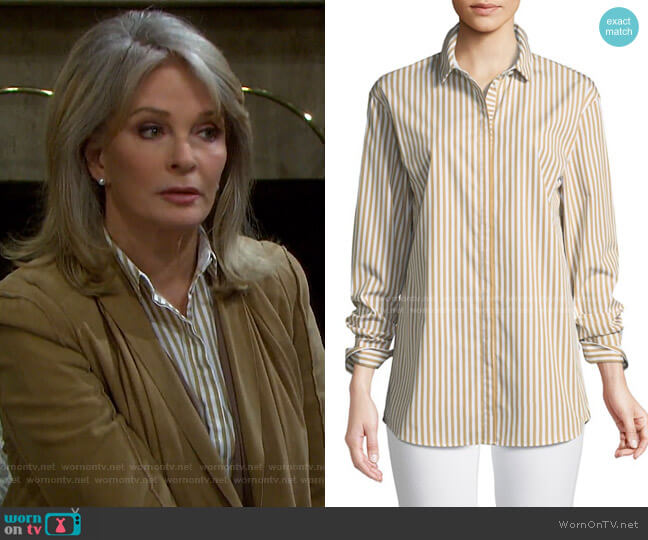 Lafayette 148 New York Sabira Saxony Striped Blouse worn by Marlena Evans (Deidre Hall) on Days of our Lives